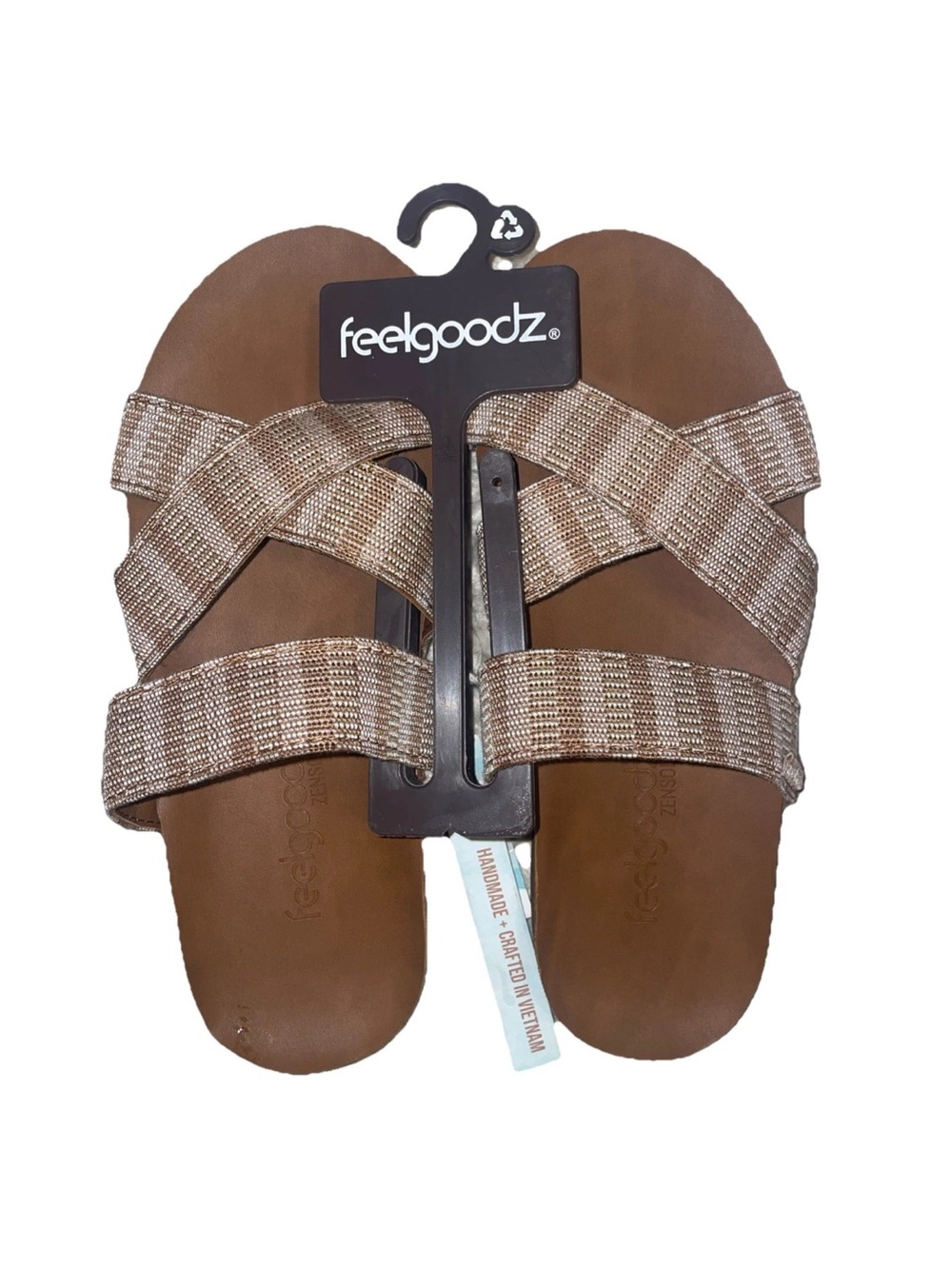 feelgoodz Women's Comfort Slide Sandals zensole cascade tan size 8 nwt